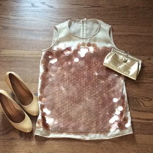 Ann Taylor silk sleeveless blouse w/ sequined trim